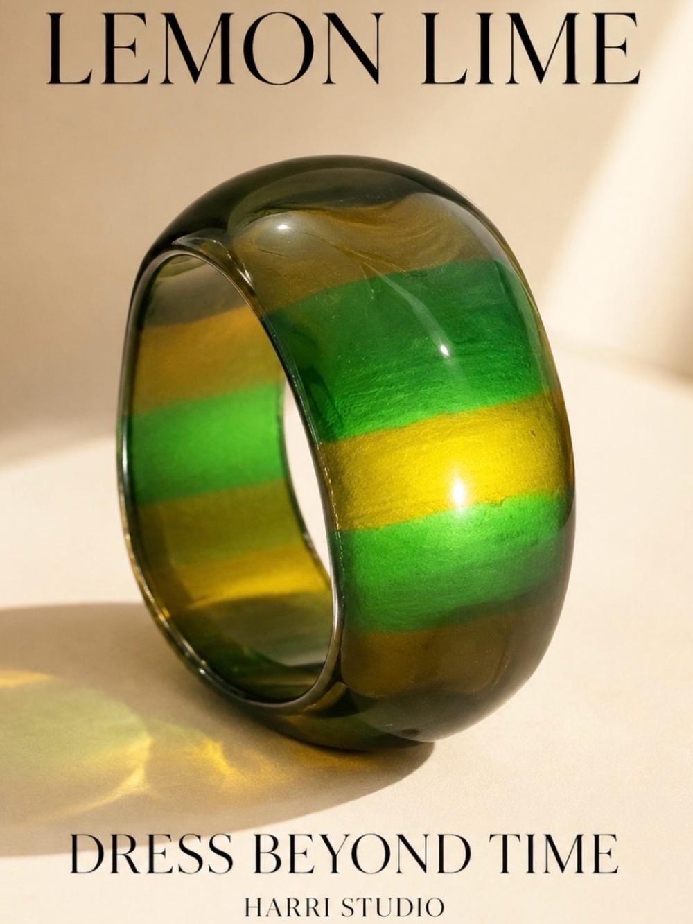 1960s Vintage Lucite Lemon Lime Wavy Bangle
